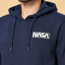 Urban Ranger by Pantaloons Navy Regular Fit Printed Hooded Sweatshirt image 5