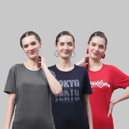 Vimal Jonney Grey & Navy Cotton Printed Sports T-Shirt - Pack Of 3-picture-40