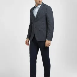 SELECTED HOMME Dark Navy Slim Fit Textured Blazer image 5