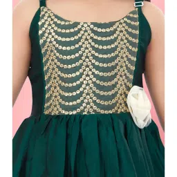 Aarika Kids Girl's Dark Green Color Party Wear Frock image 5