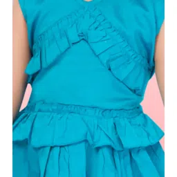 Aarika Kids Girls Firozi Color Solid Pattern Frock image 5