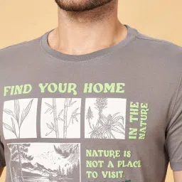 Urban Ranger by Pantaloons Mid Grey Cotton Slim Fit Printed T-Shirt image 5