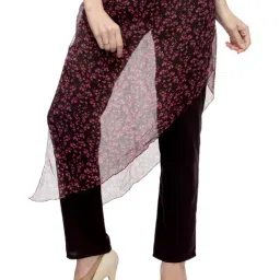One Femme Black & Pink Printed Regular Fit Low Rise Trousers With Attached Sarong-picture-13