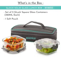 MAGNUS Solid Grey Borosilicate 320ml Lunch Box Set image 2