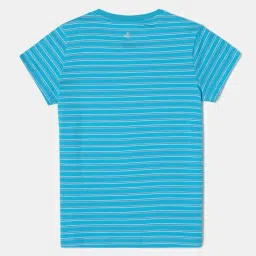 Jockey Kids Blue & White Cotton Striped T-Shirt image 2