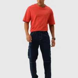 Bene Kleed Blue Cotton Relaxed Fit Cargos image 5
