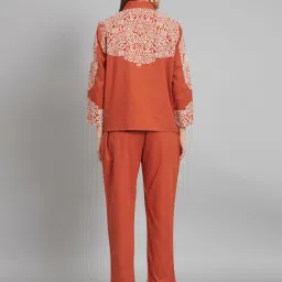 Newd Orange Cotton Blend Printed Co-Ord Set image 2