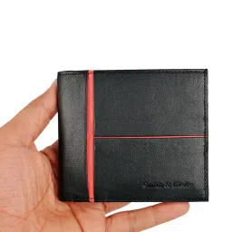 Smith & Blake Black & Red Casual Leather Bi-Fold Wallet image 5