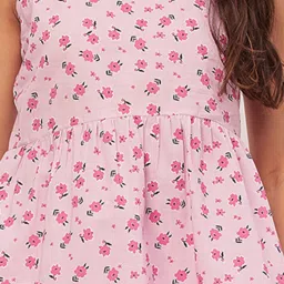 Moomaya Pink Cotton Floral Print Top With Pyjamas image 5