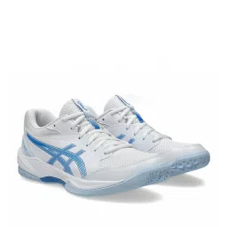 Asics Women's GEL-TASK 4 White & Blue Coast Indoor Court Shoes image 2