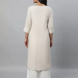 Aurelia Beige Regular Fit Solid Kurta image 2