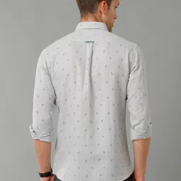 Linen Club Grey Regular Fit Printed Linen Shirt image 2