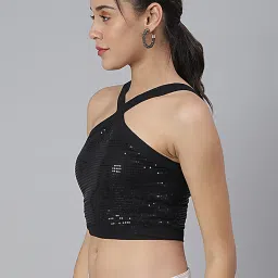 Cation Black Embellished Crop Top image 3