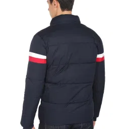 U.S. Polo Assn. Navy Blue Regular Fit Striped Quilted Jackets image 2