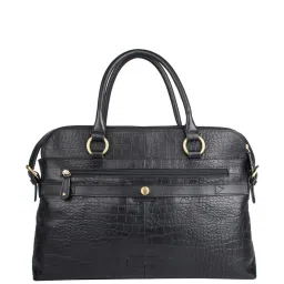 Hidesign Black Textured Medium Laptop Handbag image 3