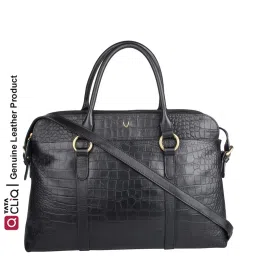 Hidesign Black Textured Medium Laptop Handbag image 1