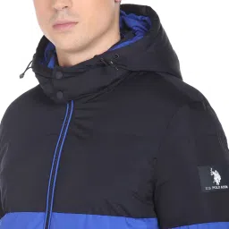 U.S. Polo Assn. Blue Regular Fit Colour Block Hooded Jackets image 4