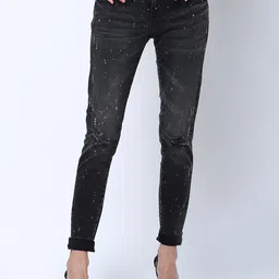 Tokyo Talkies Women Charcoal Super Skinny Fit Mid-Rise Low Distress Stretchable Jeans-image-26