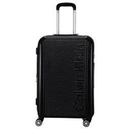 Calvin Klein Waffle Black Textured Hard Medium Trolley Bag - 68.5 Cms image 2