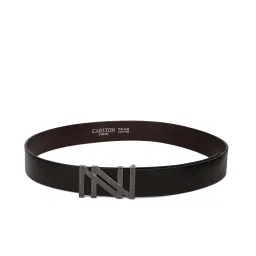 Carlton London Black Leather Textured Casual Belt for Men image 2