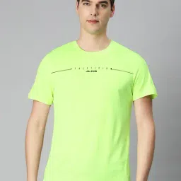 ALCIS Lime Green Slim Fit Anti Static Printed Sports T-Shirt-picture-33