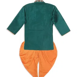 VASTRAMAY SISHU Teal Blue & Orange Embroidered Kurta Set image 2