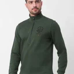 Spykar Green Cotton Regular Fit Sweatshirt image 3