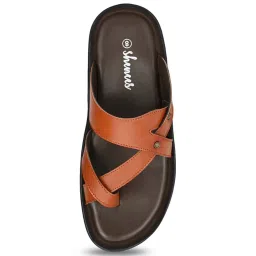 Shences Men's Tan Cross Strap Sandals image 3
