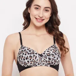 Clovia Grey Printed Full Coverage T-Shirt Bra image 1