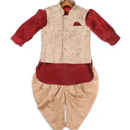 VASTRAMAY SISHU Golden & Maroon Printed Kurta Set image 1
