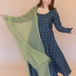 The Indian Ethnic Co Light Green Kota Doriya Dupatta-image-91