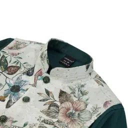 Charchit Green Cotton Blend Comfort Floral Boys Jacket image 3