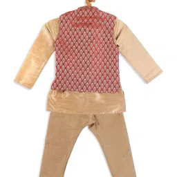 VASTRAMAY SISHU Golden & Maroon Straight Fit Kurta Set image 2