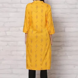 Rangriti Yellow Printed Straight Kurta image 2