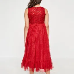 Global Desi Girl Kids Red Sequence Gown image 2