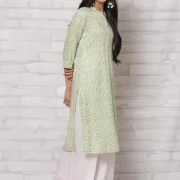 Rangriti Green Chequered Straight Kurta image 4