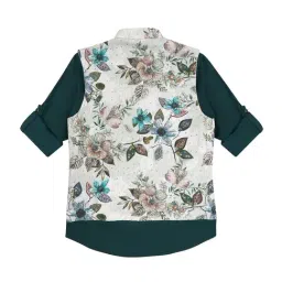 Charchit Green Cotton Blend Comfort Floral Boys Jacket image 2