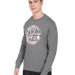 U.S. Polo Assn. Dark Grey Cotton Regular Fit Printed Sweatshirt image 3