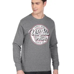 U.S. Polo Assn. Dark Grey Cotton Regular Fit Printed Sweatshirt image 1