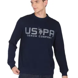 U.S. Polo Assn. Navy Blue Cotton Regular Fit Printed Sweatshirt image 1