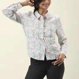 Honey by Pantaloons Off-White & Green Printed Shirt-image-48