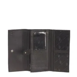 Kara Black Solid Tri-Fold Leather Wallet image 4