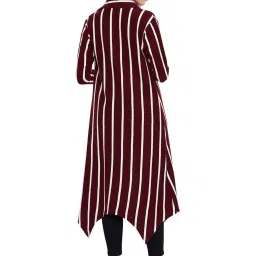 Hypernation Maroon Cotton Striped Shrug image 2