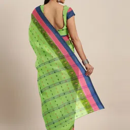Kalakari India Green Cotton Woven Saree With Unstitched Blouse image 2