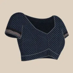 Kalakari India Blue Cotton Ajrakh Print Saree With Unstitched Blouse image 3