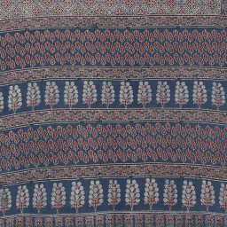 Kalakari India Blue Cotton Ajrakh Print Saree With Unstitched Blouse image 5