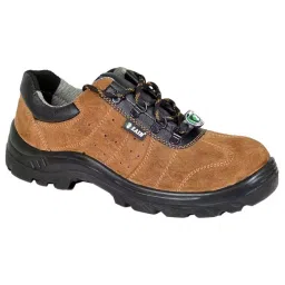 Zain Safety Sporty Steel Toe Safety Shoes PU Single Density Low Ankle Tan Buff Camel Suede Genuine Leather Size UK12, ZM-03 (CAMEL)-picture-11