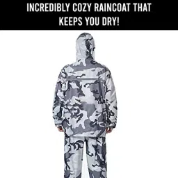 AllExtreme Polyester Hooded Type Zipper Closer Army Grey Raincoat Set L for Men's, EXMK002-01-L image 5