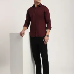 R&B Wine Cotton Regular Fit Shirt image 5