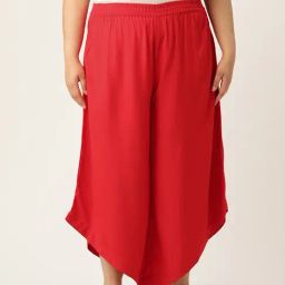theRebelinme Red Relaxed Fit High Rise Plus Size Culottes-picture-36